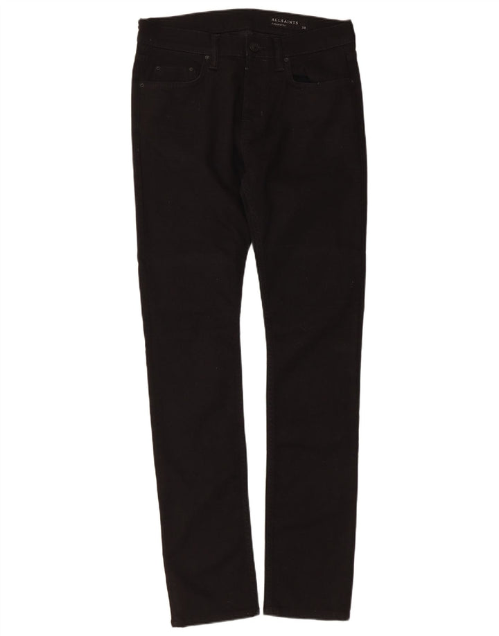 All Saints Mens Cigarette Slim Jeans W30 L31 Algodão Preto