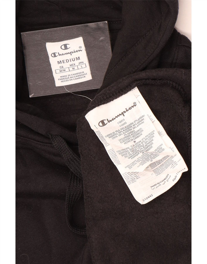 Jumper feminino com capuz gráfico Champion UK 14 algodão preto médio