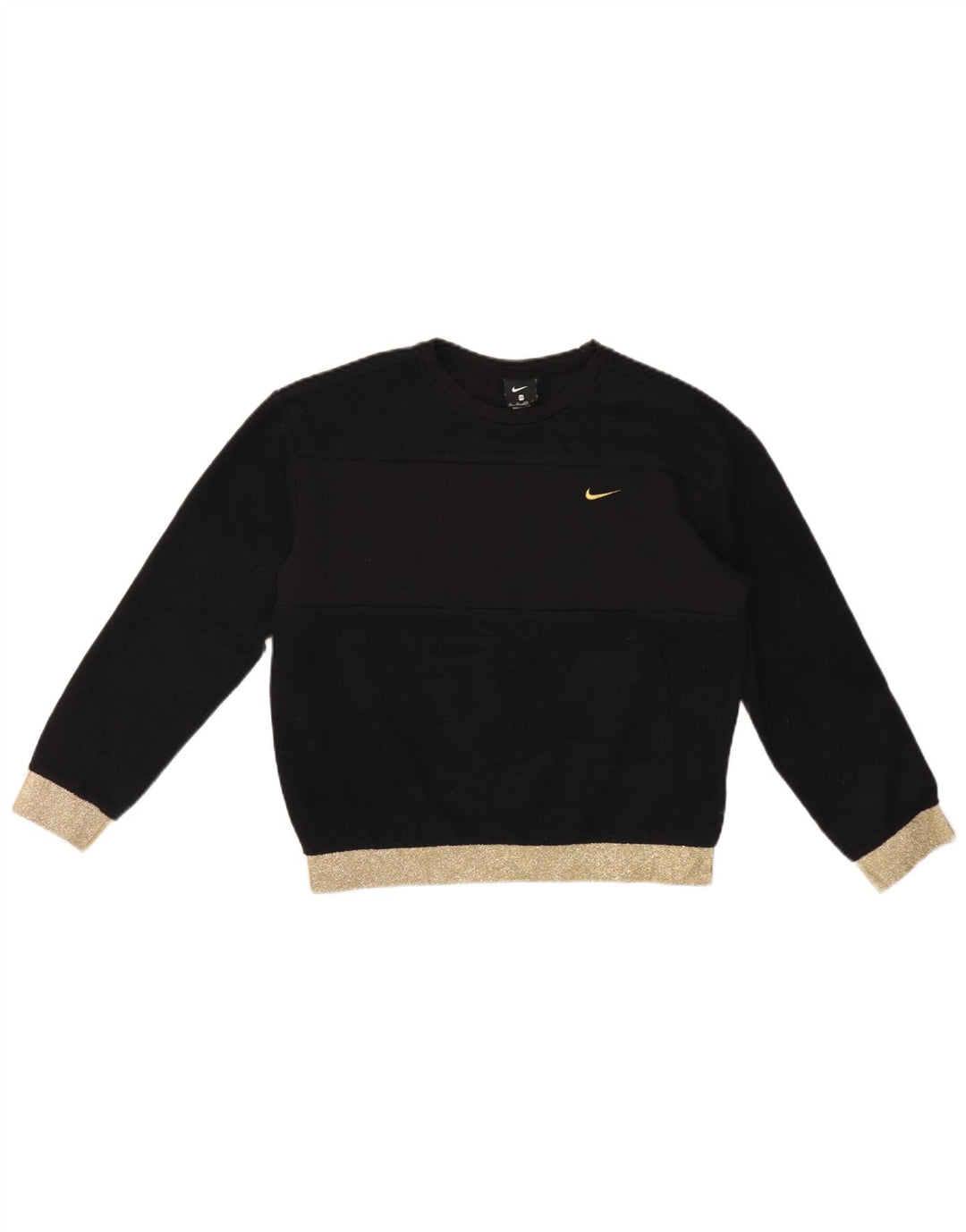 Nike feminino oversized moletom jumper UK 6 XS preto colorblock poliéster
