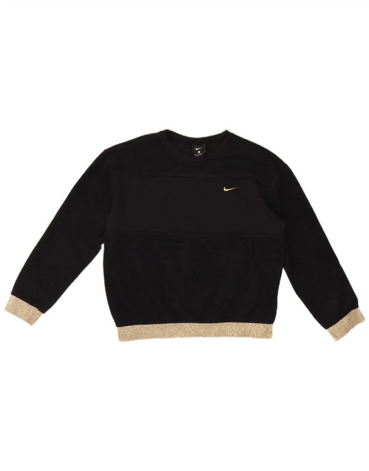 Nike feminino oversized moletom jumper UK 6 XS preto colorblock poliéster