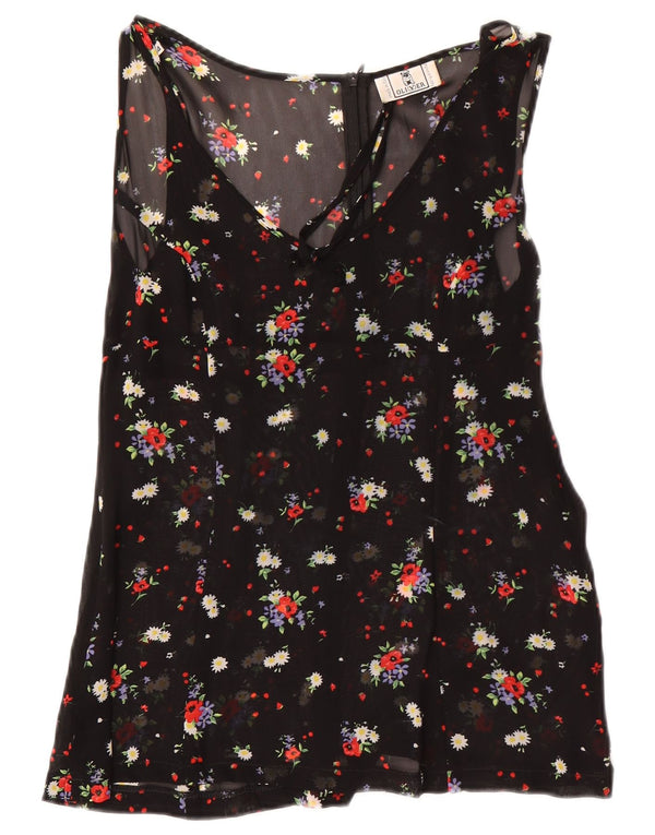 Oliver By Valentino blusa feminina sem mangas top IT 44 médio preto floral