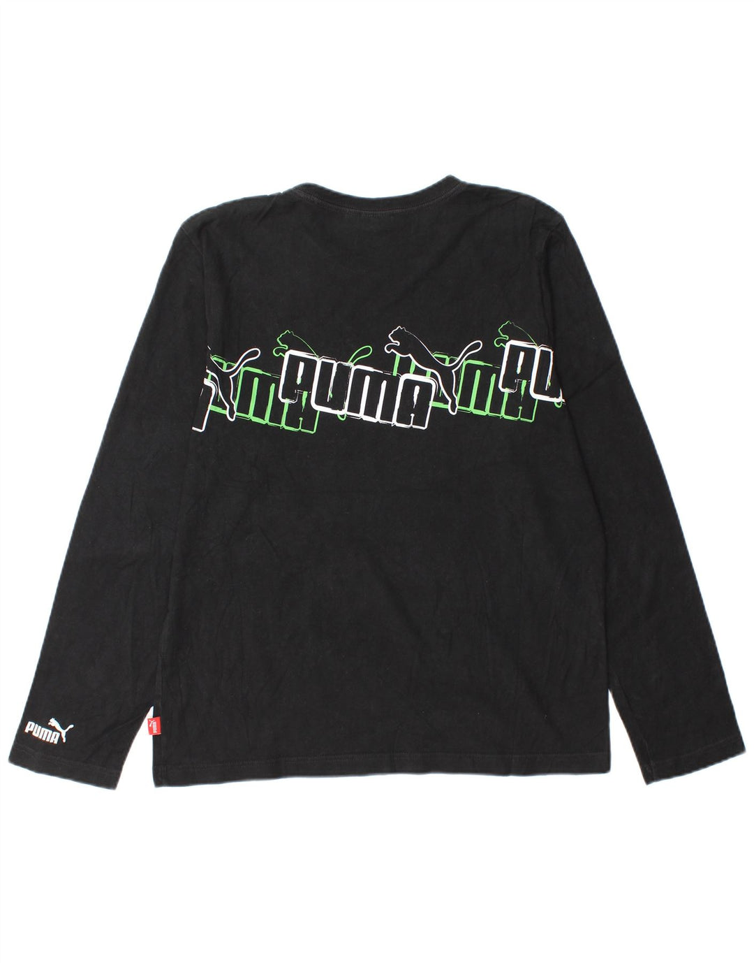 Puma Mens Graphic Top Manga Longa Médio Preto