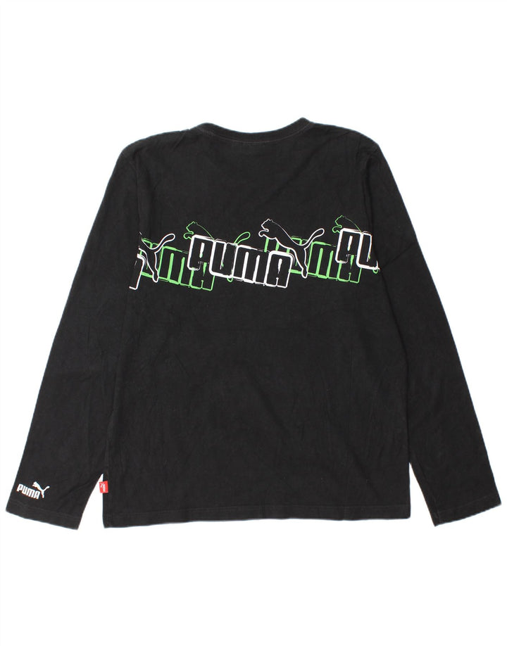 Puma Mens Graphic Top Manga Longa Médio Preto
