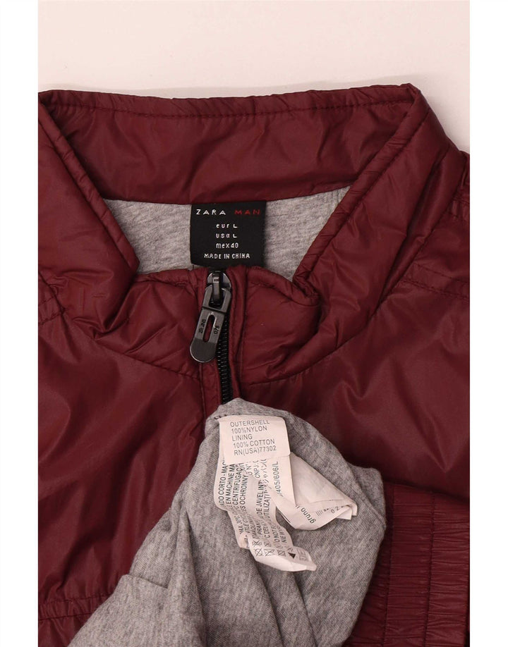 Zara Mens Bomber Jacket UK 40 Grande Borgonha Nylon