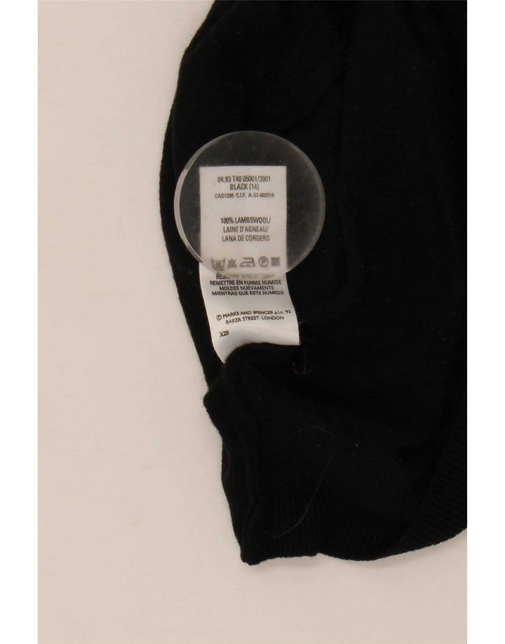 Suéter feminino Marks & Spencer com gola redonda e gola redonda Reino Unido 14 grande lã preta