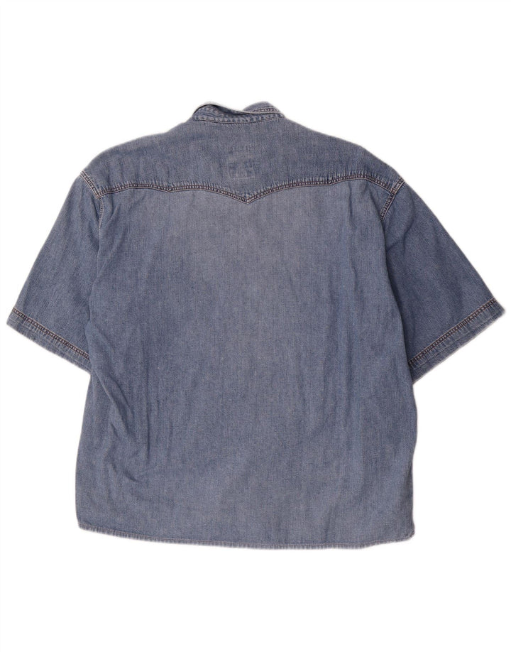 Camisa jeans masculina de manga curta RIFLE algodão azul médio