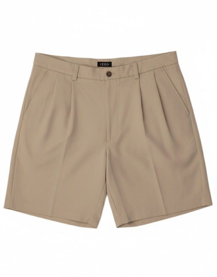 Izod Mens Pegged Chino Shorts W34 Grande Poliéster Bege