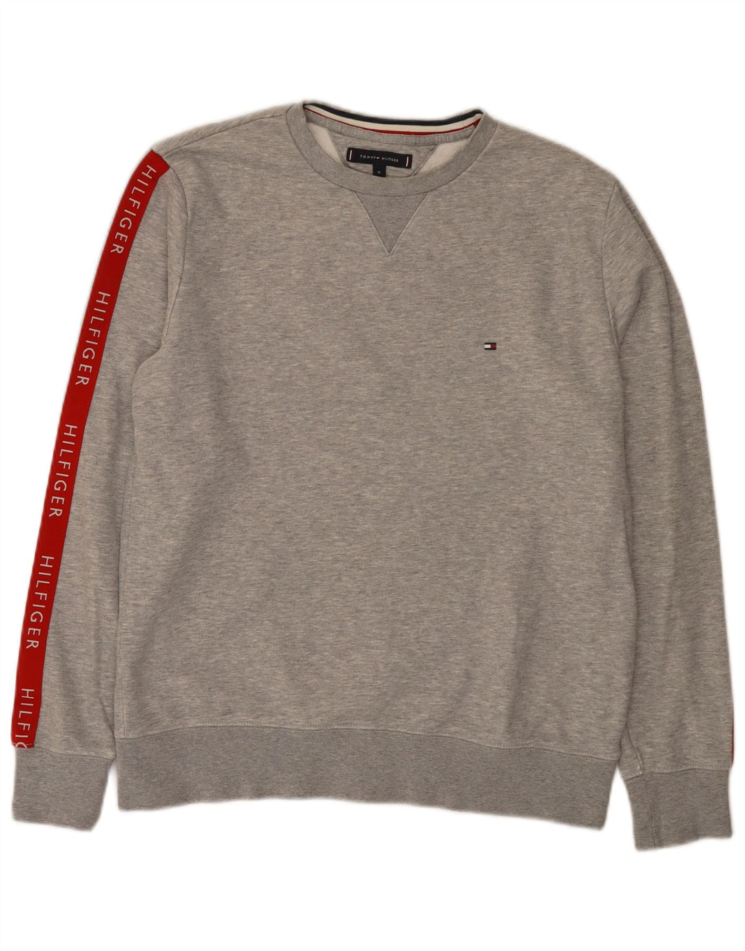 Tommy Hilfiger moletom gráfico masculino jumper médio cinza colorblock