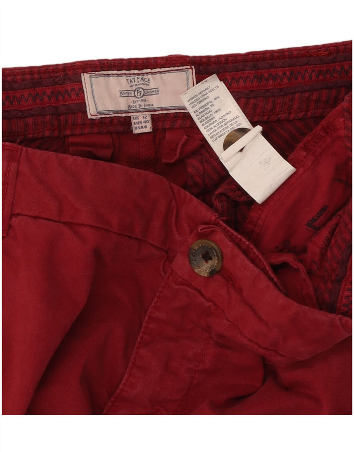 Calça capri feminina FAT FACE reta Reino Unido 12 médio W34 L23 algodão vermelho