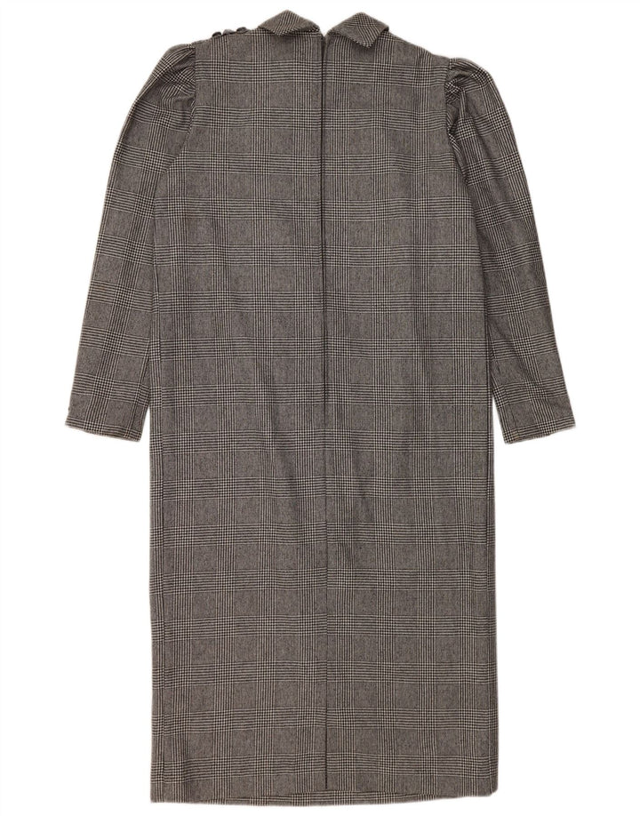 Luisa Spagnoli vestido maxi feminino de manga comprida IT 46 grande cinza houndstooth