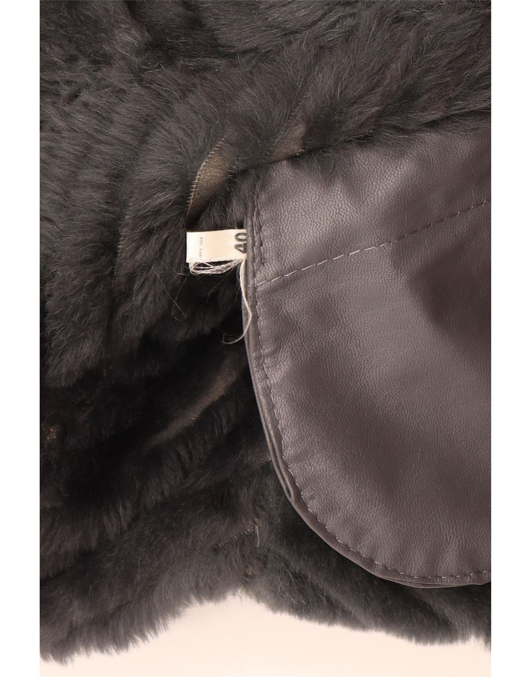 Colete feminino VINTAGE Sherpa Longline EU 40 couro listrado cinza médio