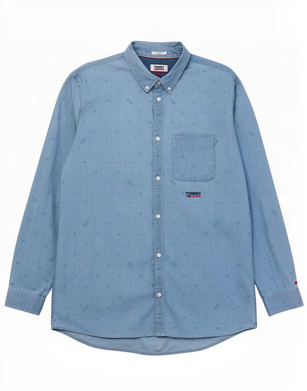 Tommy Hilfiger Mens Slim Fit Camisa XL Azul Algodão