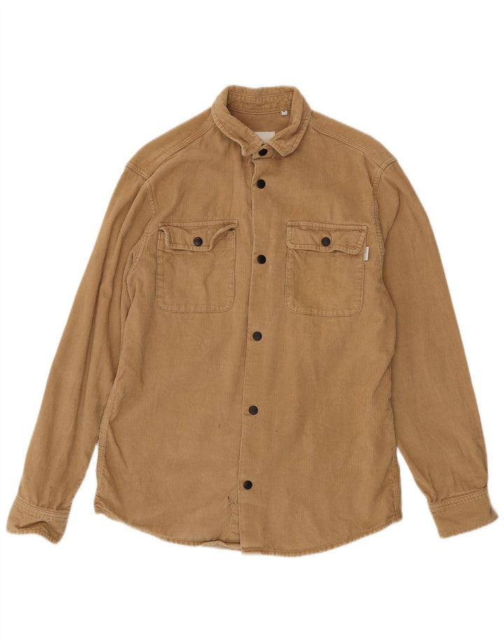 Camisa masculina de veludo Jack & Jones algodão bege médio