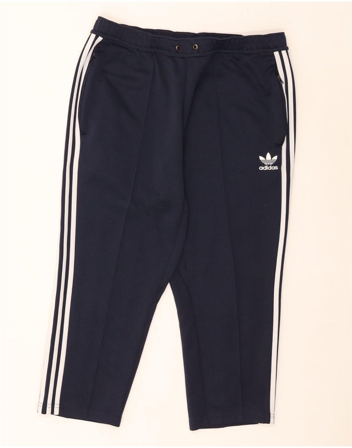 Calça de treino masculina Adidas Crop grande poliéster azul marinho