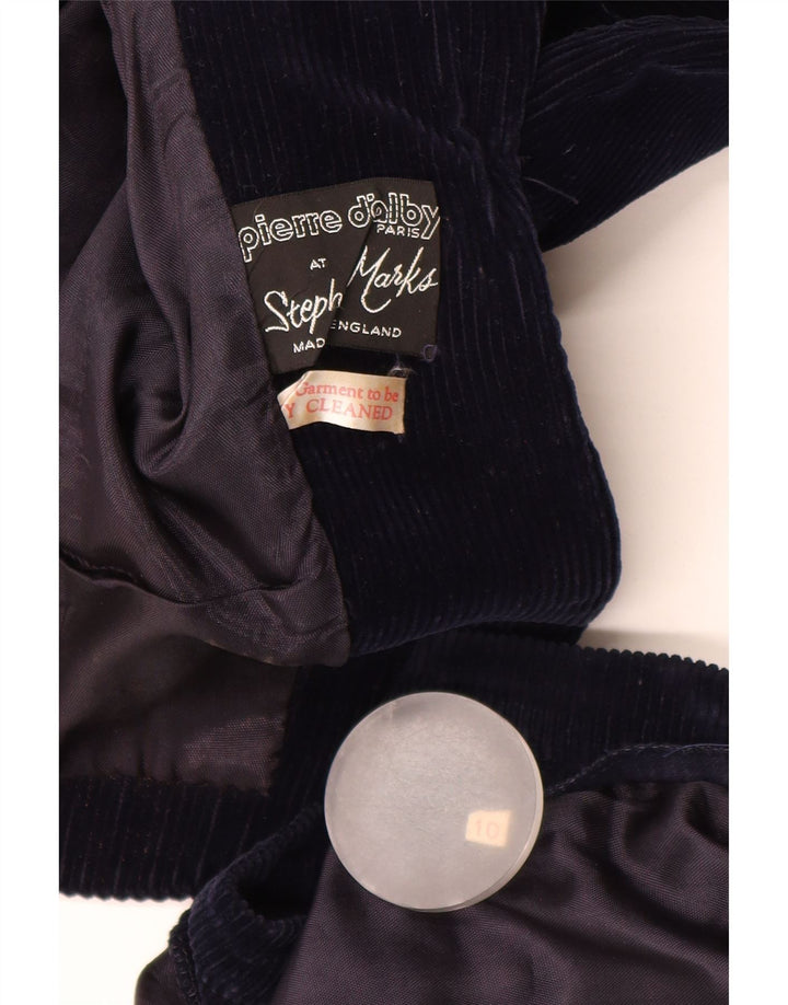 Conjunto de saia feminina de veludo cotelê PIERRE D'ALBY de 2 peças Reino Unido 10 pequeno W24 azul marinho