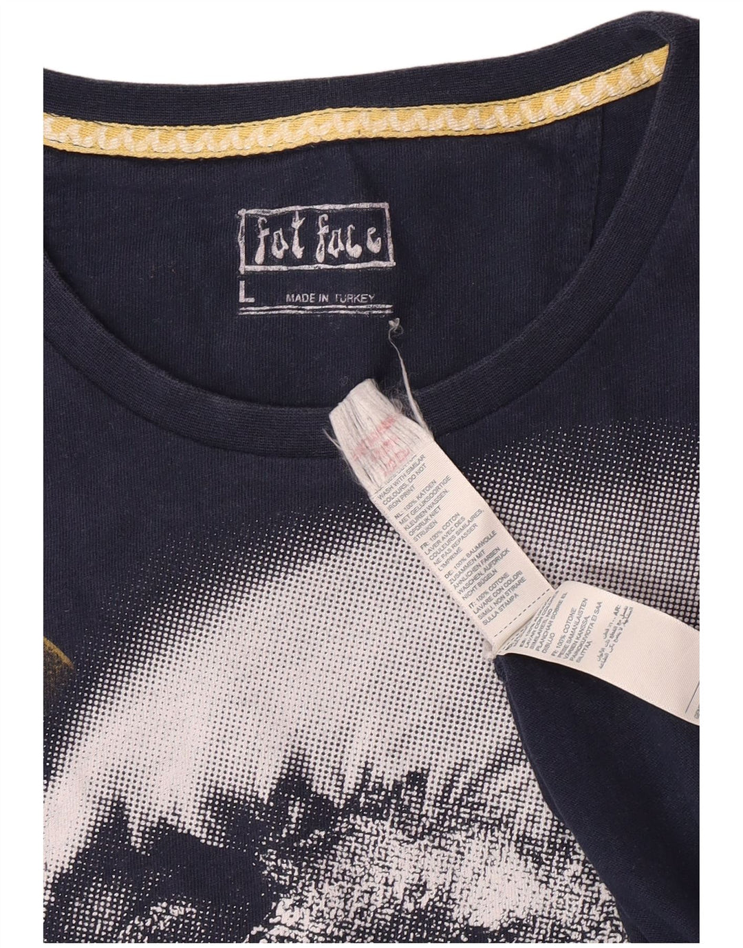 Camiseta gráfica masculina Fat Face Top grande algodão azul marinho