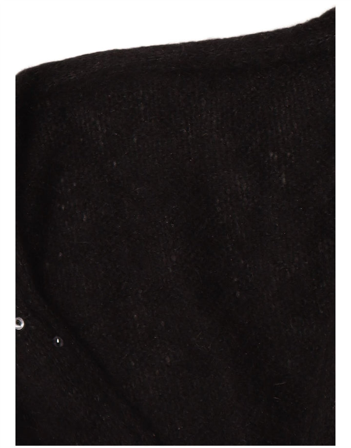 Suéter Cardigan Feminino Vintage Reino Unido 16 Grande Preto