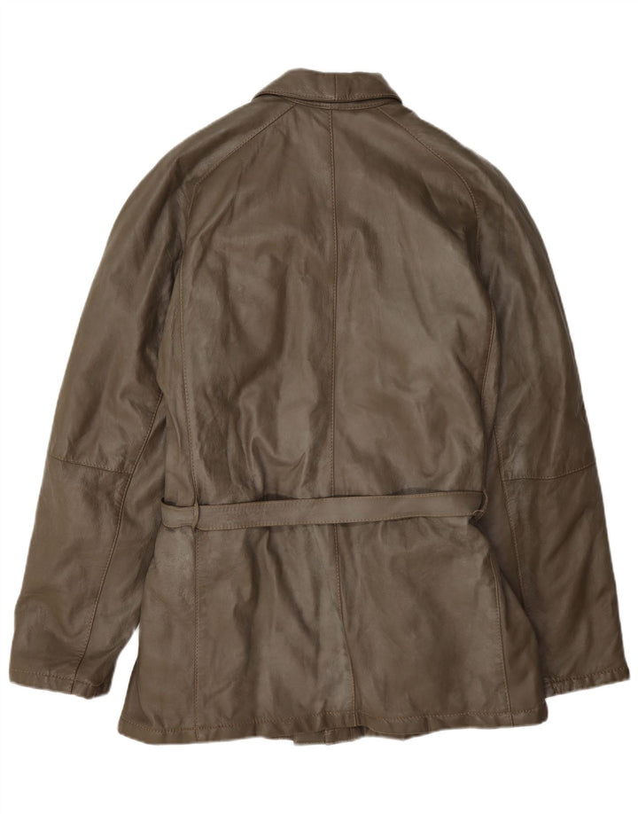 Jaqueta de couro masculina vintage IT 48 médio cáqui