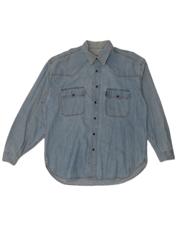 Camisa jeans masculina Casucci 2XL algodão azul