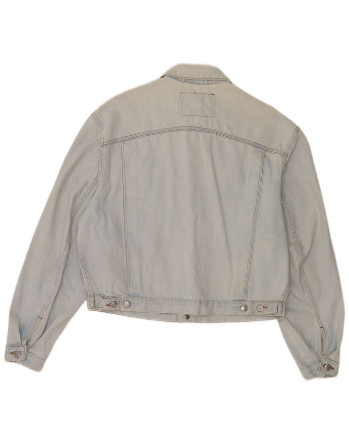 Jaqueta jeans feminina RIFLE de grandes dimensões UK 10 algodão azul pequeno