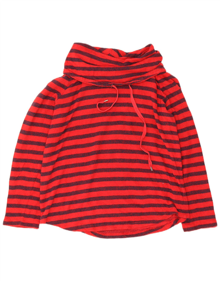 Suéter feminino Chaps com gola redonda e algodão listrado vermelho grande Reino Unido 14