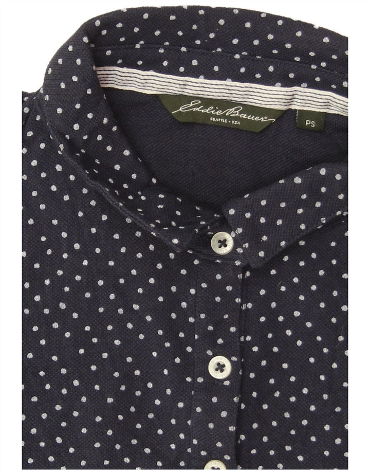 Camisa polo feminina EDDIE BAUER UK 10 pequena bolinha azul marinho