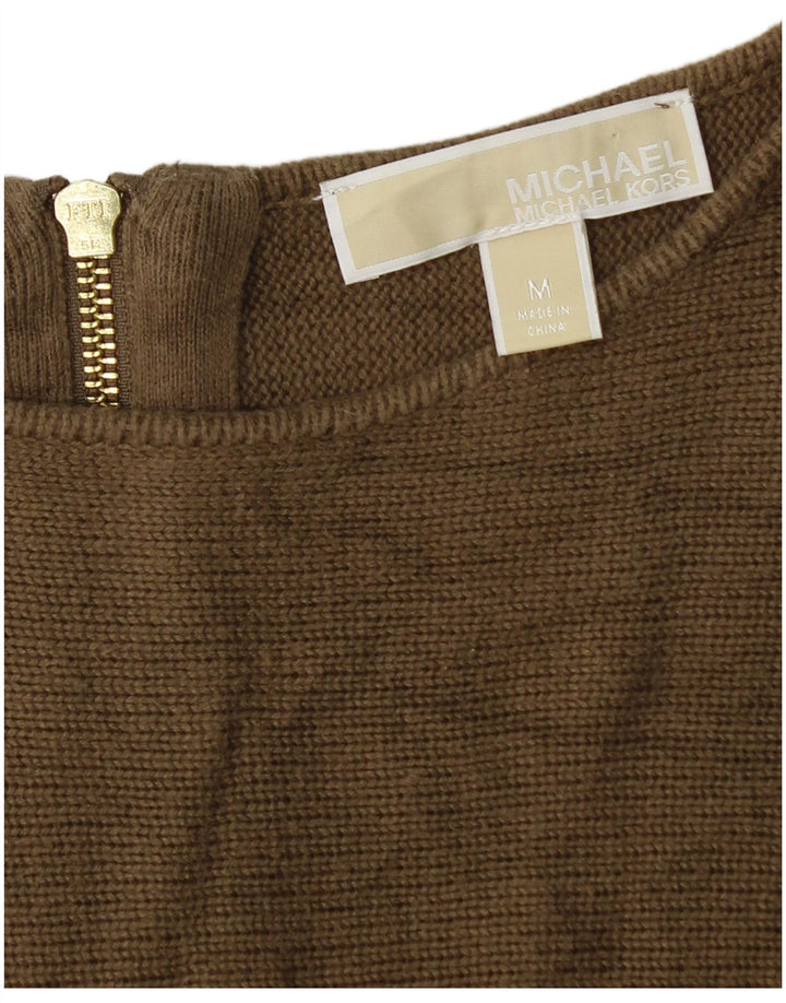 Suéter feminino Michael Kors com gola canoa Reino Unido 14 médio cáqui