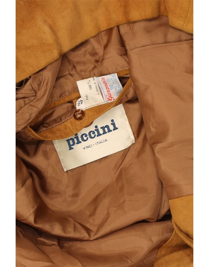 PICCINI Mens 3 Button Suede Blazer Jacket IT 48 Medium Beige Leather Vintage Piccini and Second-Hand Piccini from Messina Hembry 