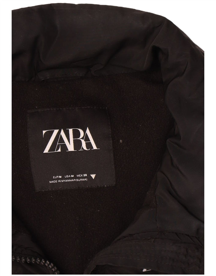 Colete acolchoado feminino Zara UK 14 poliéster preto médio