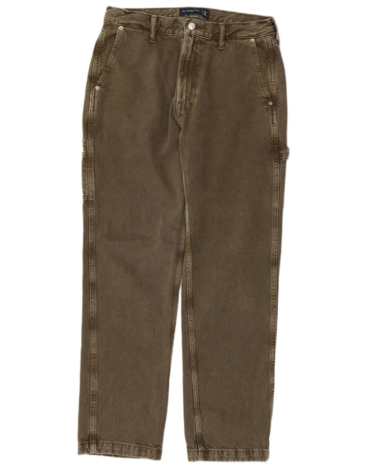Calça cargo masculina ABERCROMBIE & FITCH folgada W32 L32 cáqui anos 90
