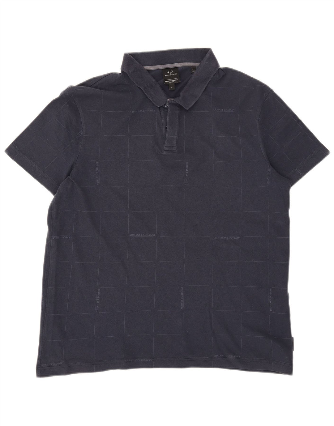 Camisa polo masculina Armani Exchange grande algodão xadrez azul marinho