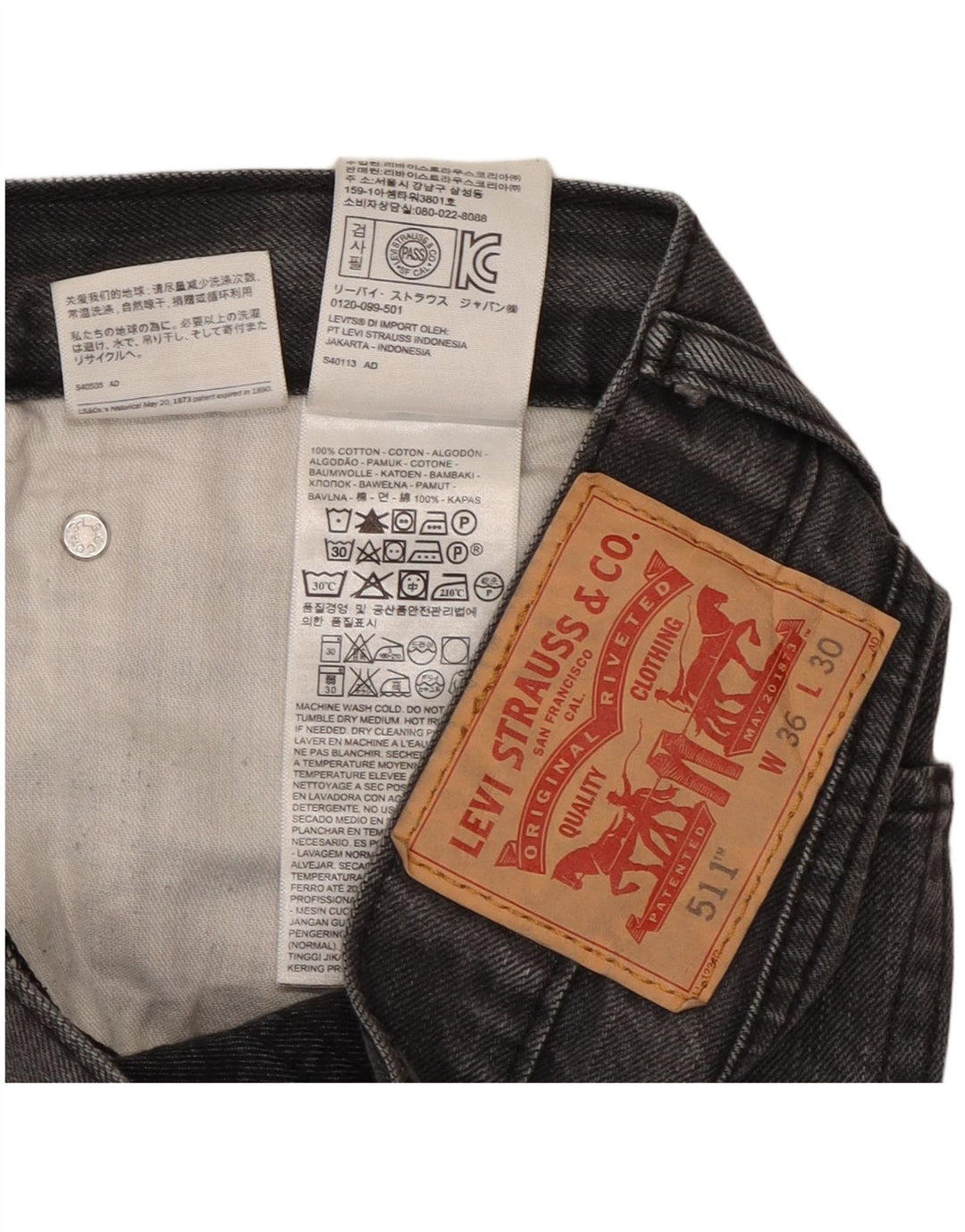 Calça Jeans Levis 511 Slim Masculina W36 L28 Cinza Algodão