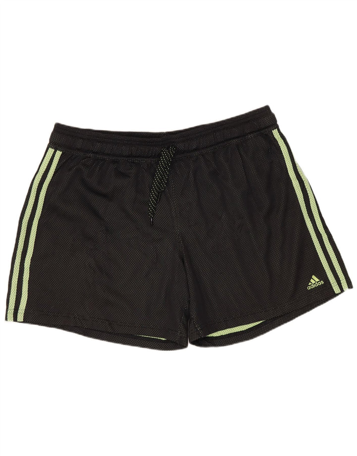 Shorts esportivos femininos Adidas UK 16/18 grande poliéster preto