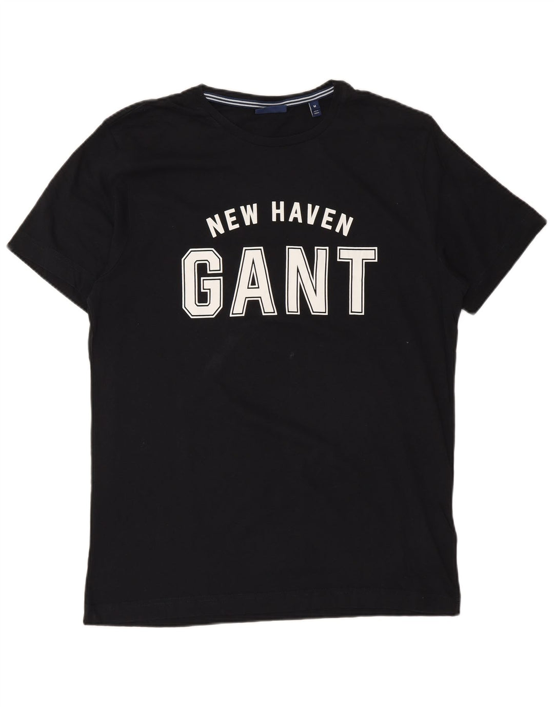 Camiseta masculina Gant New Haven com estampa gráfica de algodão preto médio