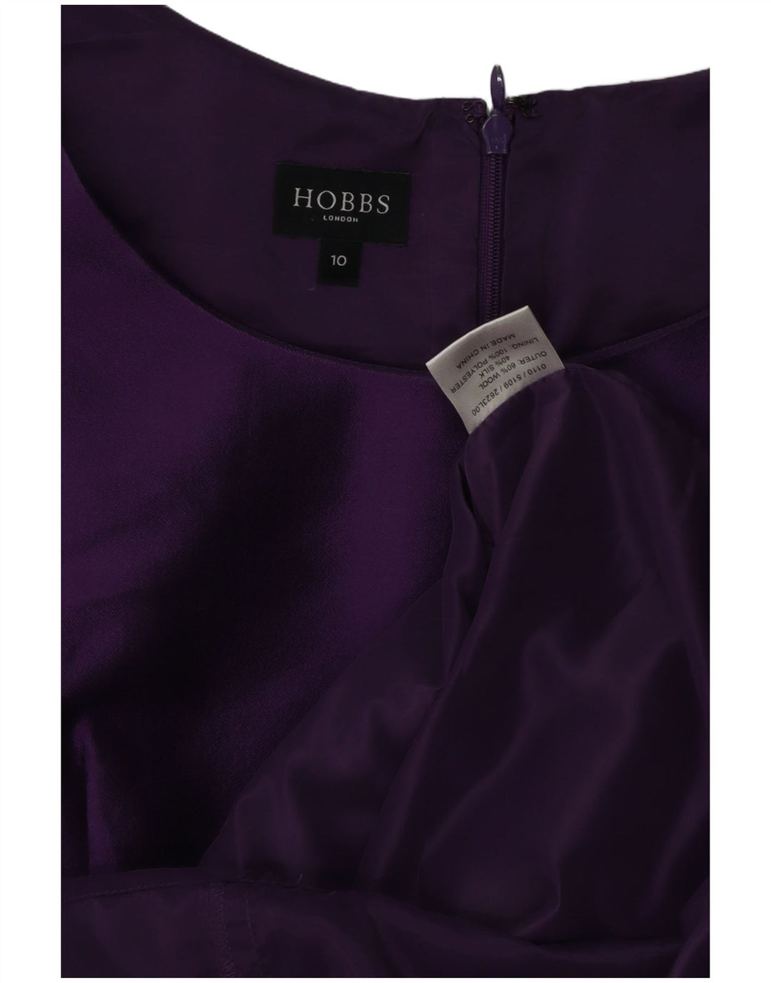 Vestido feminino Hobbs com bainha sem mangas UK 10 poliéster roxo pequeno