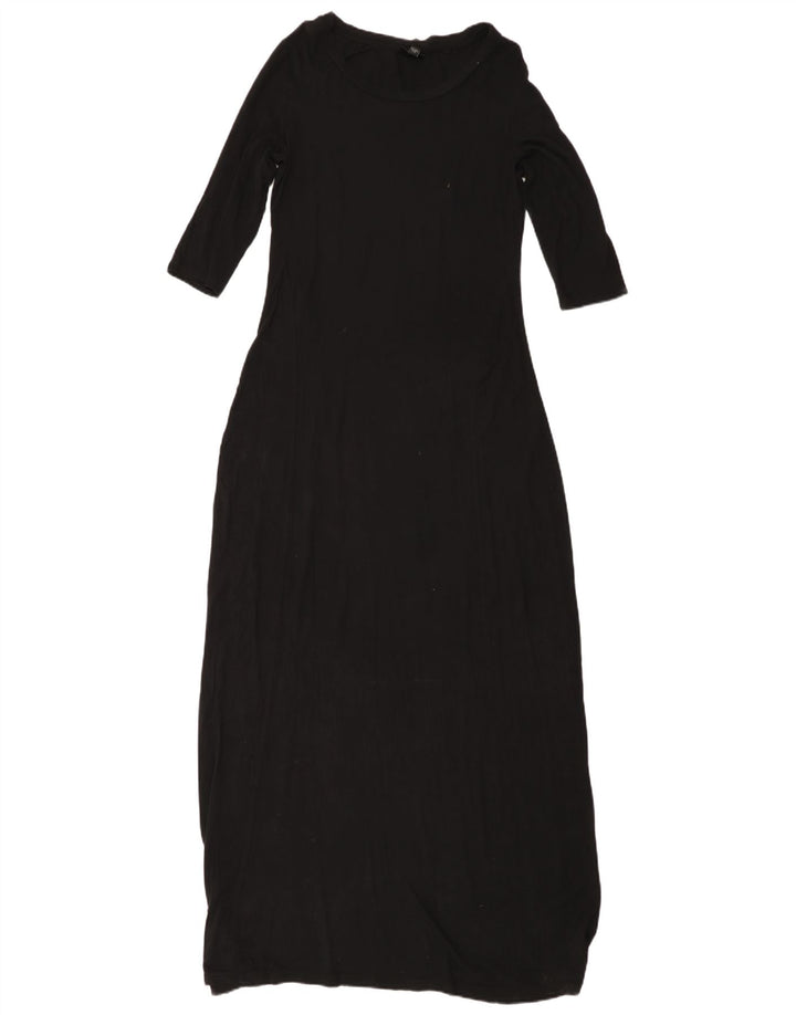 Vestido maxi feminino MOSSIMO manga 3/4 Reino Unido 10 pequeno rayon preto