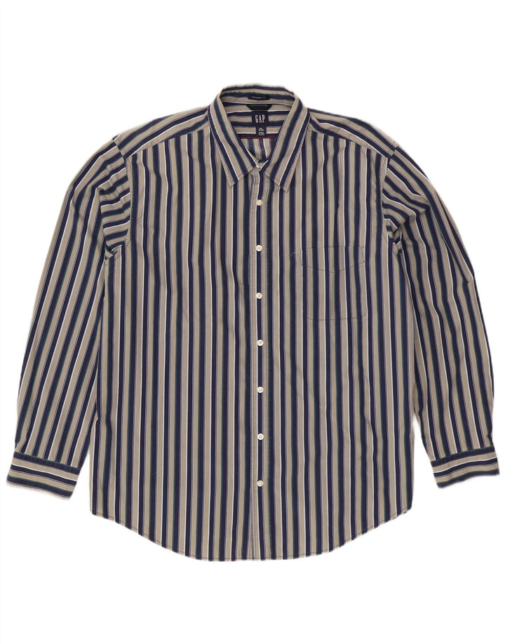 Camisa masculina Gap Classic Fit tamanho 18 1/2 2XL algodão listrado multicolorido