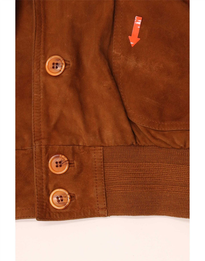 Jaqueta bomber masculina de camurça Essebi EU 50 grande couro bege