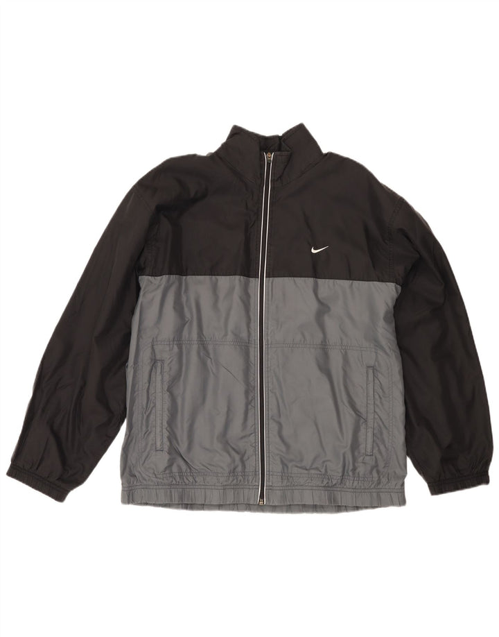 Nike Mens Tracksuit Top Jacket UK 39/41 Cinza Médio Colourblock Poliéster