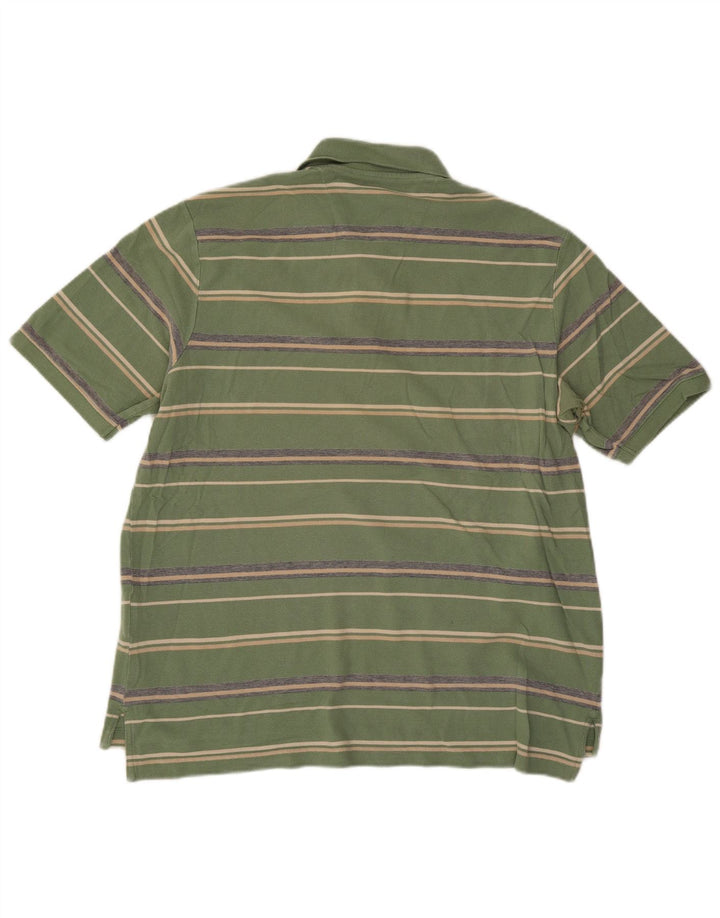 Camisa pólo masculina Eddie Bauer grande algodão listrado verde