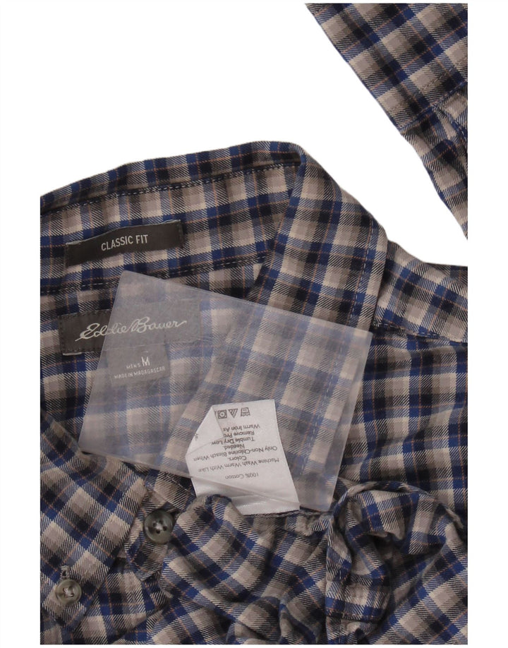 EDDIE BAUER Camisa masculina de flanela clássica de ajuste cinza médio algodão xadrez