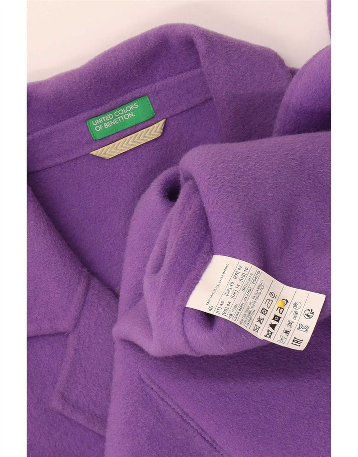 Sobretudo feminino Benetton UK 14 grande lã roxa