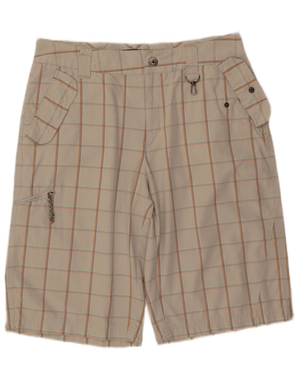 COLUMBIA Mens Cargo Shorts W34 Grande Algodão Xadrez Bege