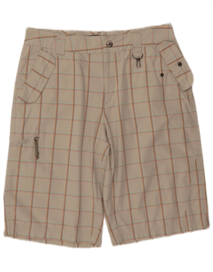 COLUMBIA Mens Cargo Shorts W34 Grande Algodão Xadrez Bege