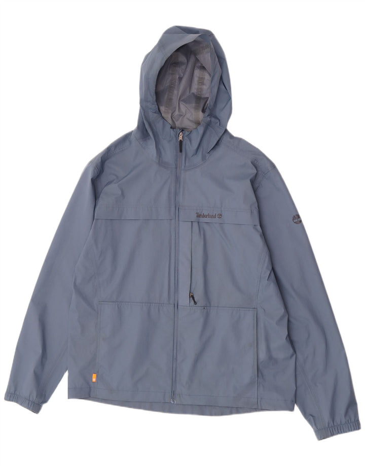 Jaqueta de chuva masculina Timberland com capuz UK 40 grande azul nylon