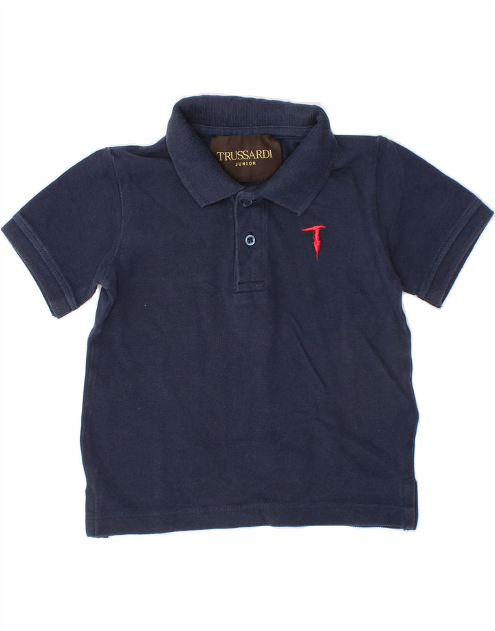 TRUSSARDI JUNIOR Baby Boys Polo Shirt 18-24 Months Navy Blue Cotton Vintage Trussardi Junior and Second-Hand Trussardi Junior from Messina Hembry 