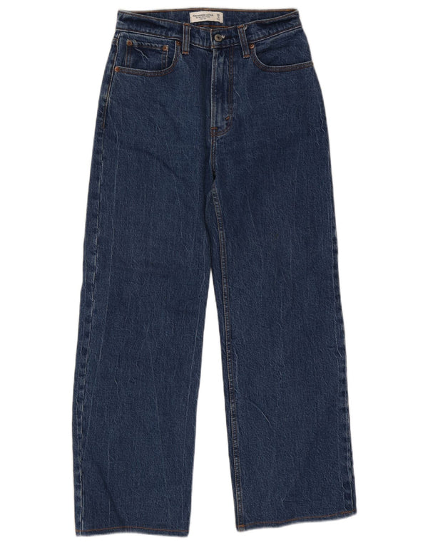 Abercrombie & Fitch Calça jeans feminina cintura alta solta EUA 2 XS W26 L27 azul anos 90