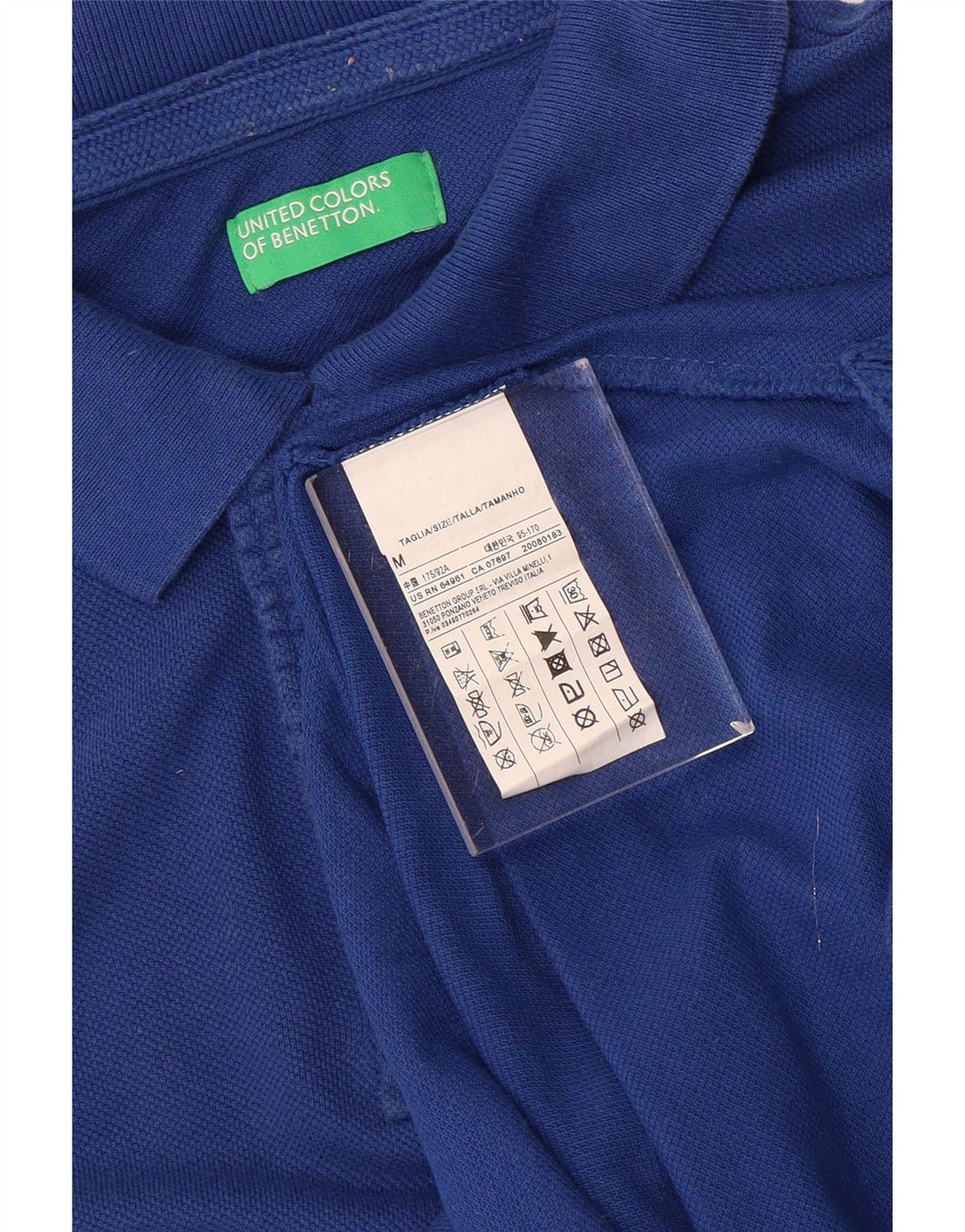 Camisa polo masculina Benetton médio algodão azul
