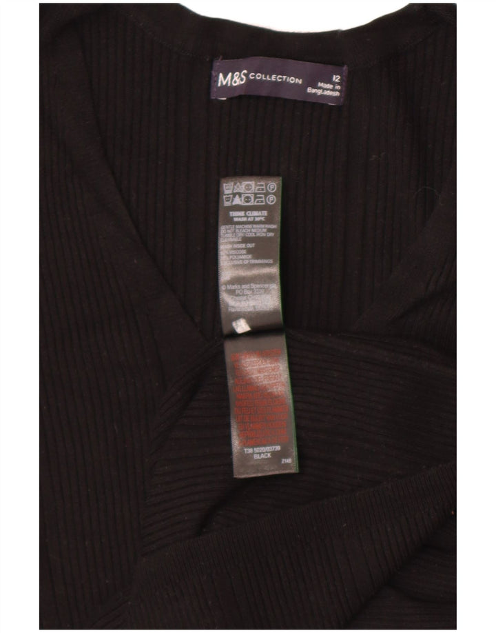 Suéter feminino Marks & Spencer com decote em V Reino Unido 12 viscose preta média