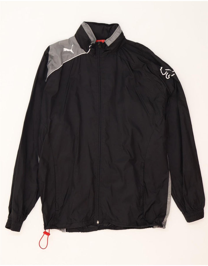 Jaqueta de chuva masculina Puma Graphic com capuz Reino Unido 38 médio preto colorblock nylon
